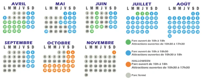calendrier ouverture horaires parc saint paul 2026