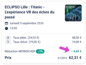 réduction billets Titanic Eclipso Lille