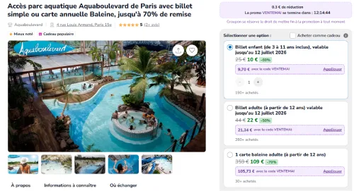 vente flash Aquaboulevard groupon mai 2026